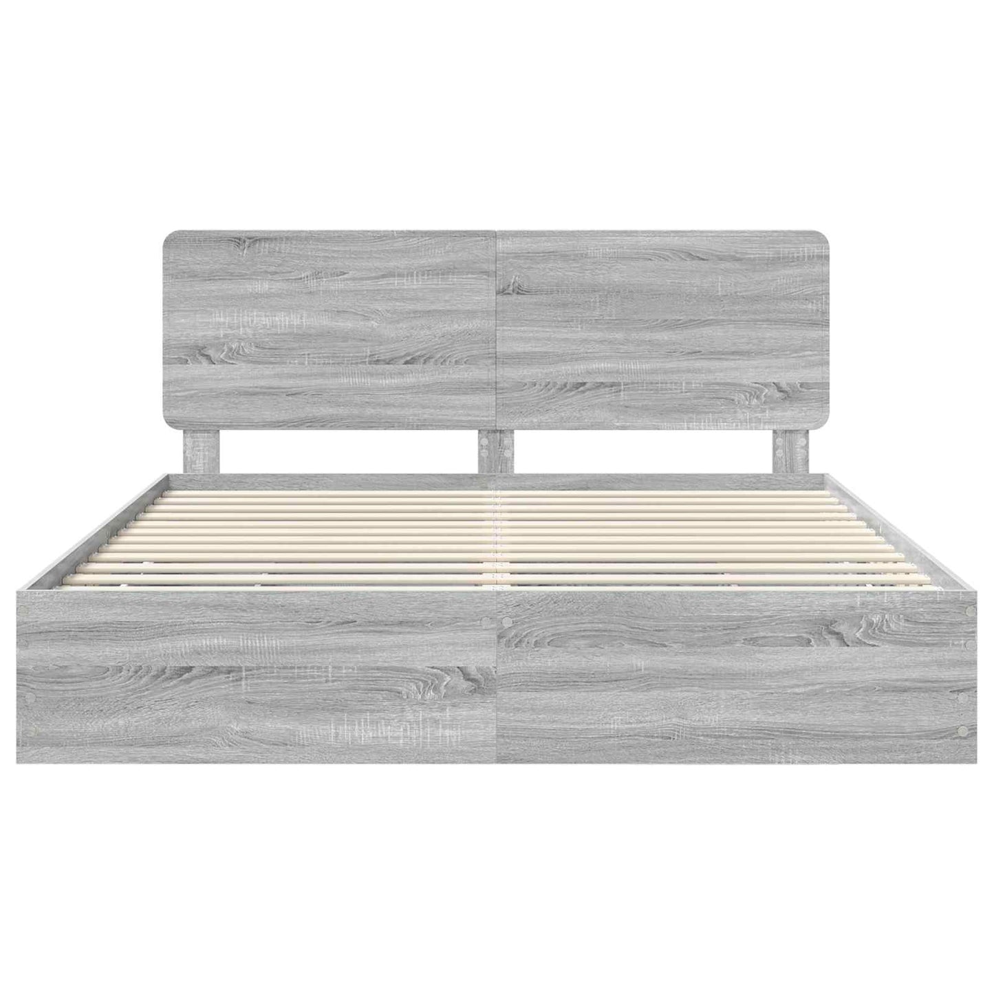 vidaXL Bed Frame with Drawer Grey Sonoma 200 x 200 cm Engineer Wood
