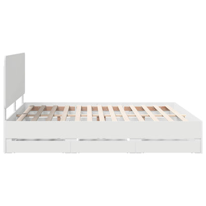vidaXL Bed Frame with Drawer White 180 x 200 cm Engineer Wood