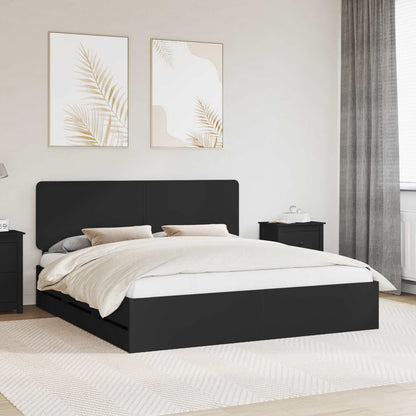 vidaXL Bed Frame with Drawer Black 180 x 200 cm Engineer Wood