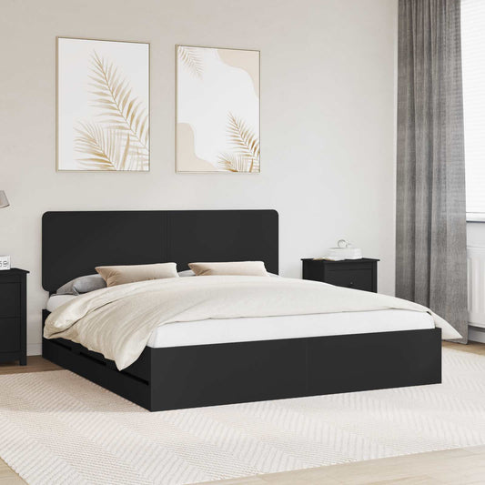 vidaXL Bed Frame with Drawer Black 180 x 200 cm Engineer Wood