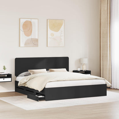 vidaXL Bed Frame with Drawer Black 180 x 200 cm Engineer Wood
