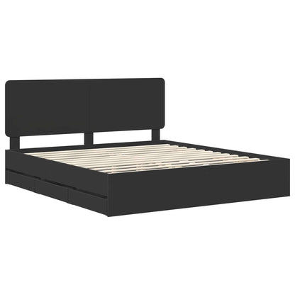 vidaXL Bed Frame with Drawer Black 180 x 200 cm Engineer Wood