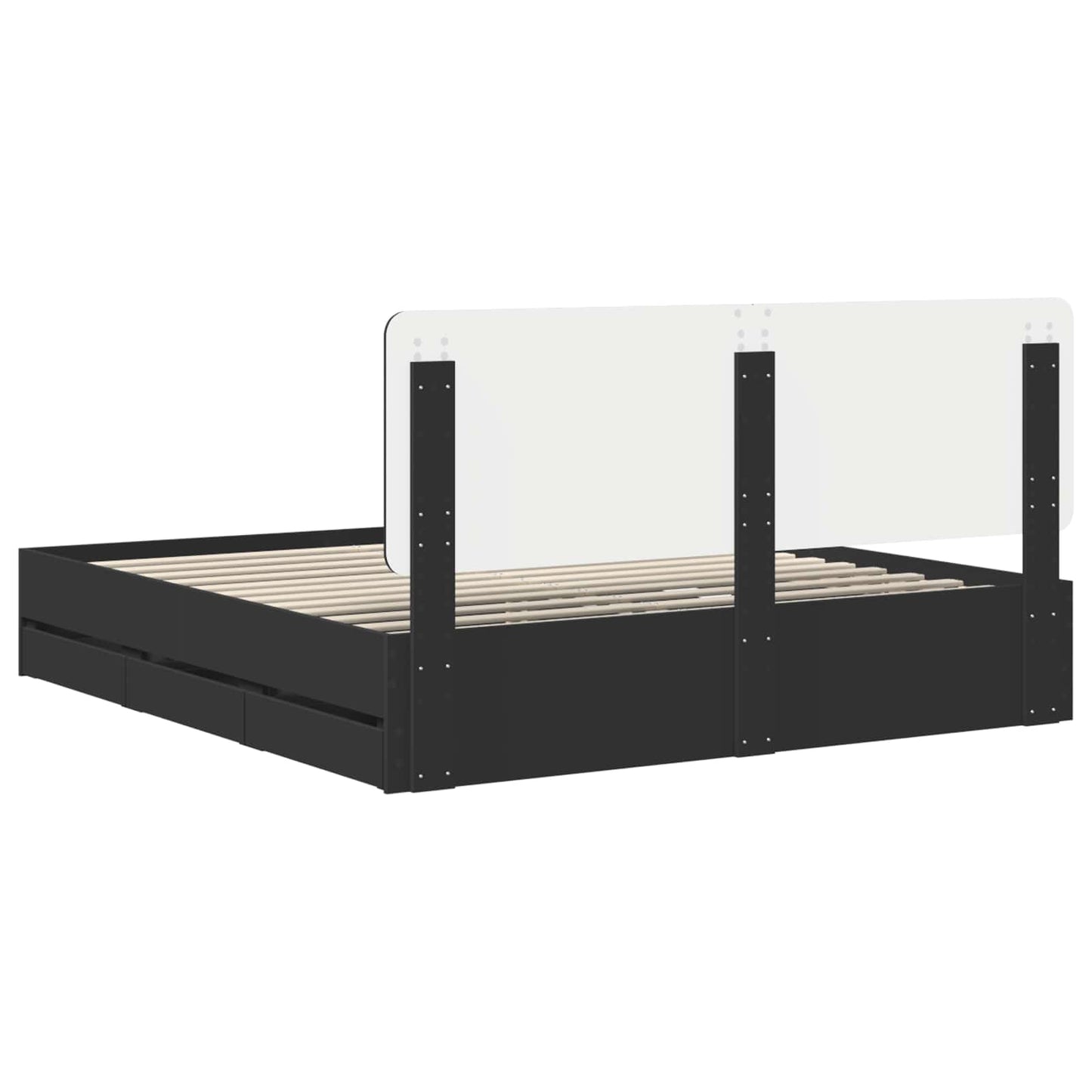 vidaXL Bed Frame with Drawer Black 180 x 200 cm Engineer Wood