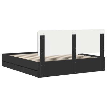 vidaXL Bed Frame with Drawer Black 180 x 200 cm Engineer Wood