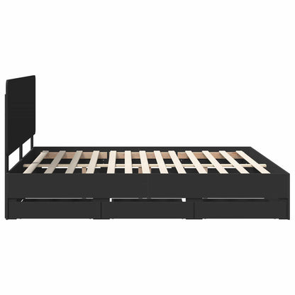 vidaXL Bed Frame with Drawer Black 180 x 200 cm Engineer Wood