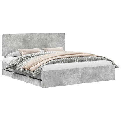 vidaXL Bed Frame with Drawer Concrete Grey 180 x 200 cm Engineer Wood