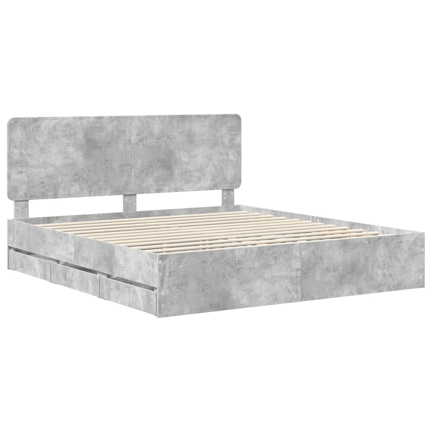 vidaXL Bed Frame with Drawer Concrete Grey 180 x 200 cm Engineer Wood