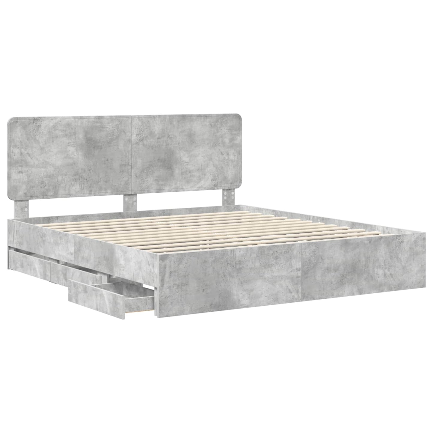 vidaXL Bed Frame with Drawer Concrete Grey 180 x 200 cm Engineer Wood