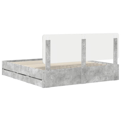 vidaXL Bed Frame with Drawer Concrete Grey 180 x 200 cm Engineer Wood
