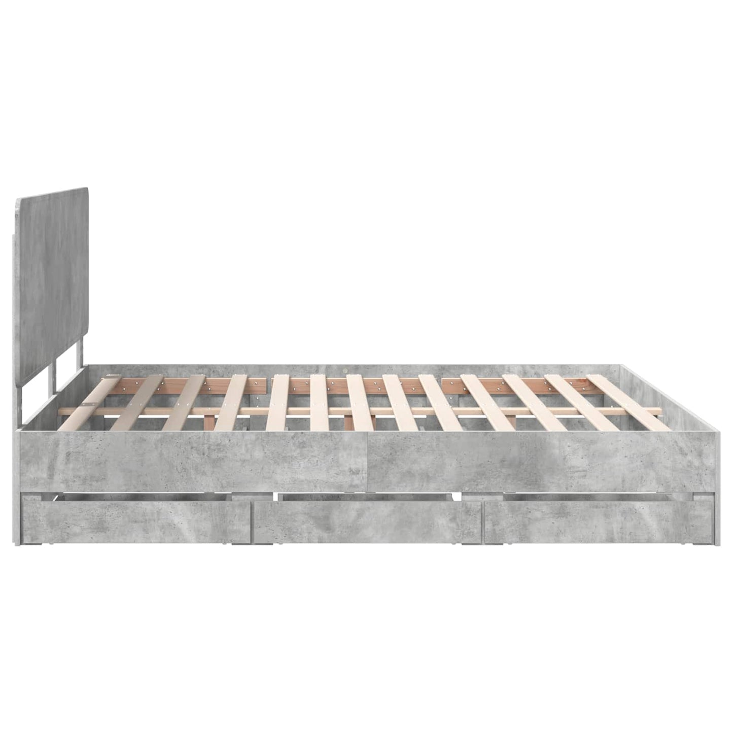 vidaXL Bed Frame with Drawer Concrete Grey 180 x 200 cm Engineer Wood