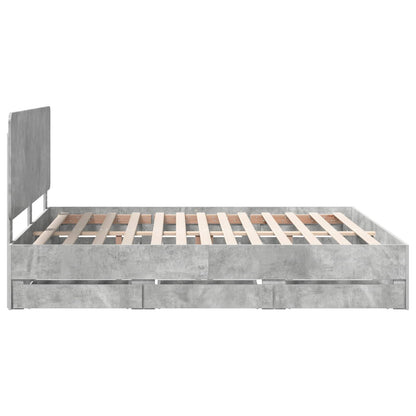 vidaXL Bed Frame with Drawer Concrete Grey 180 x 200 cm Engineer Wood