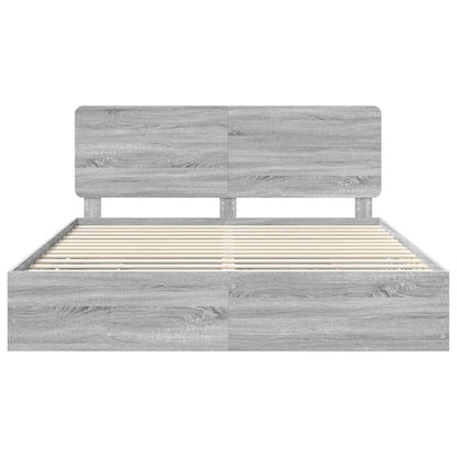 vidaXL Bed Frame with Drawer Grey Sonoma 180 x 200 cm Engineer Wood