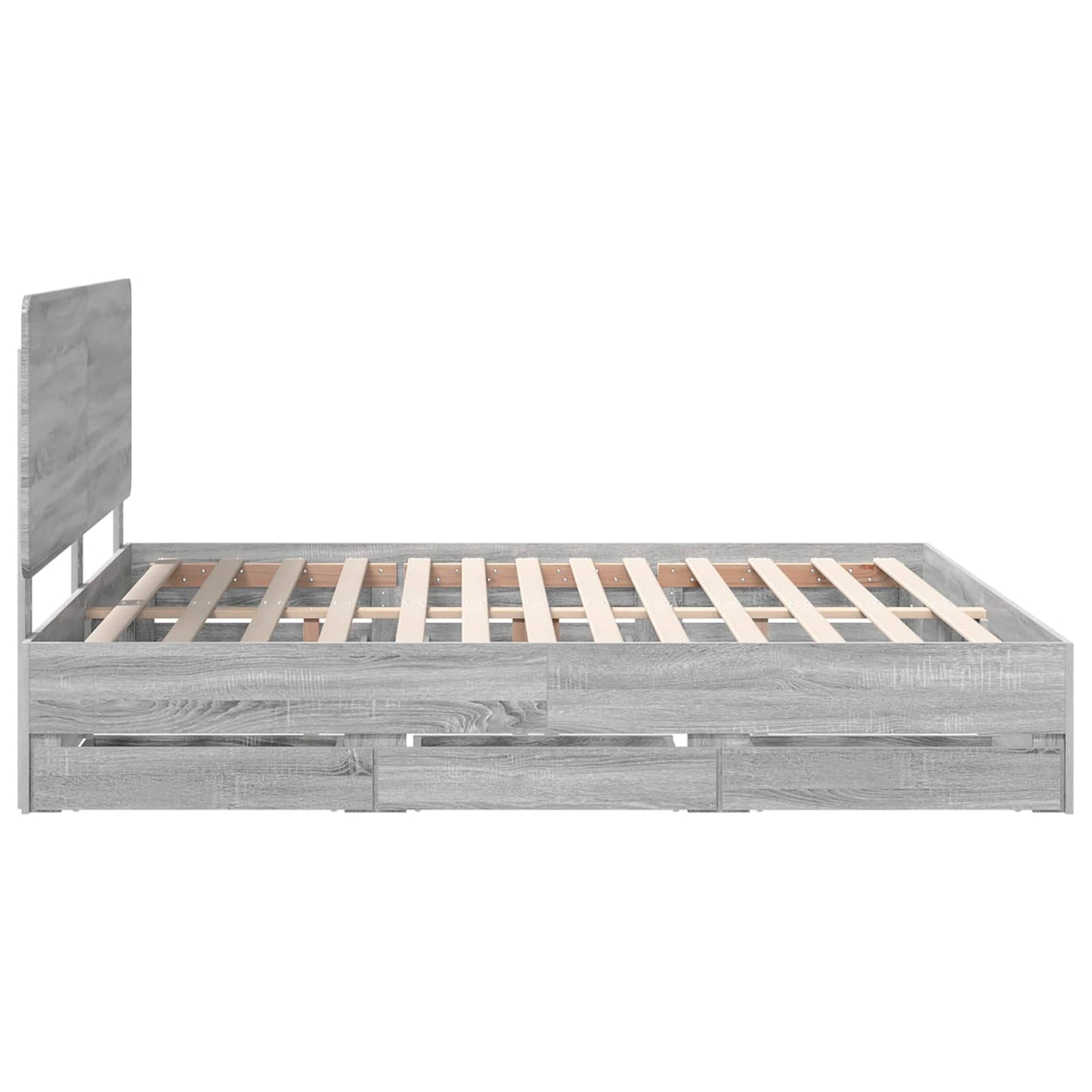 vidaXL Bed Frame with Drawer Grey Sonoma 180 x 200 cm Engineer Wood