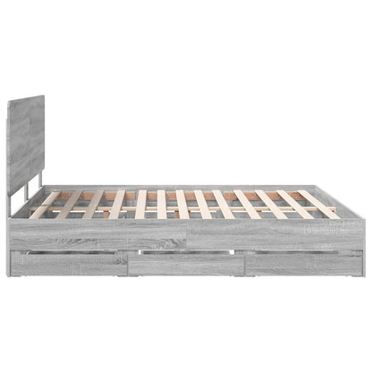 vidaXL Bed Frame with Drawer Grey Sonoma 180 x 200 cm Engineer Wood