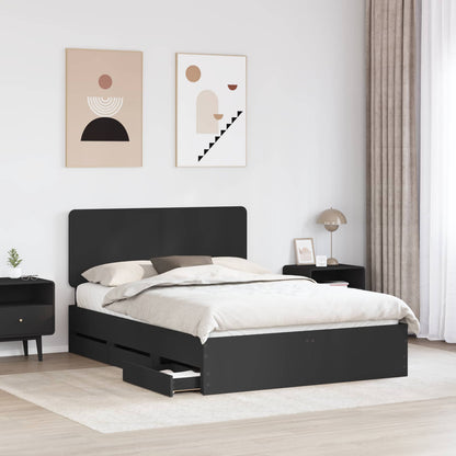 vidaXL Bed Frame with Drawer Black 160 x 200 cm Engineer Wood