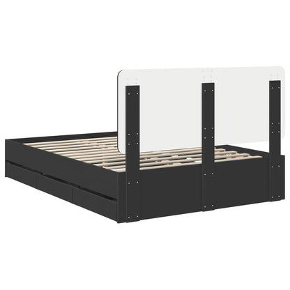 vidaXL Bed Frame with Drawer Black 160 x 200 cm Engineer Wood