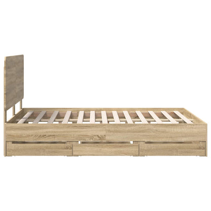 vidaXL Bed Frame with Drawer Sonoma Oak 160 x 200 cm Engineer Wood