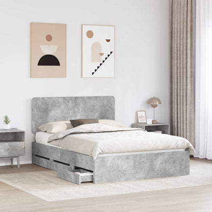 vidaXL Bed Frame with Drawer Concrete Grey 160 x 200 cm Engineer Wood