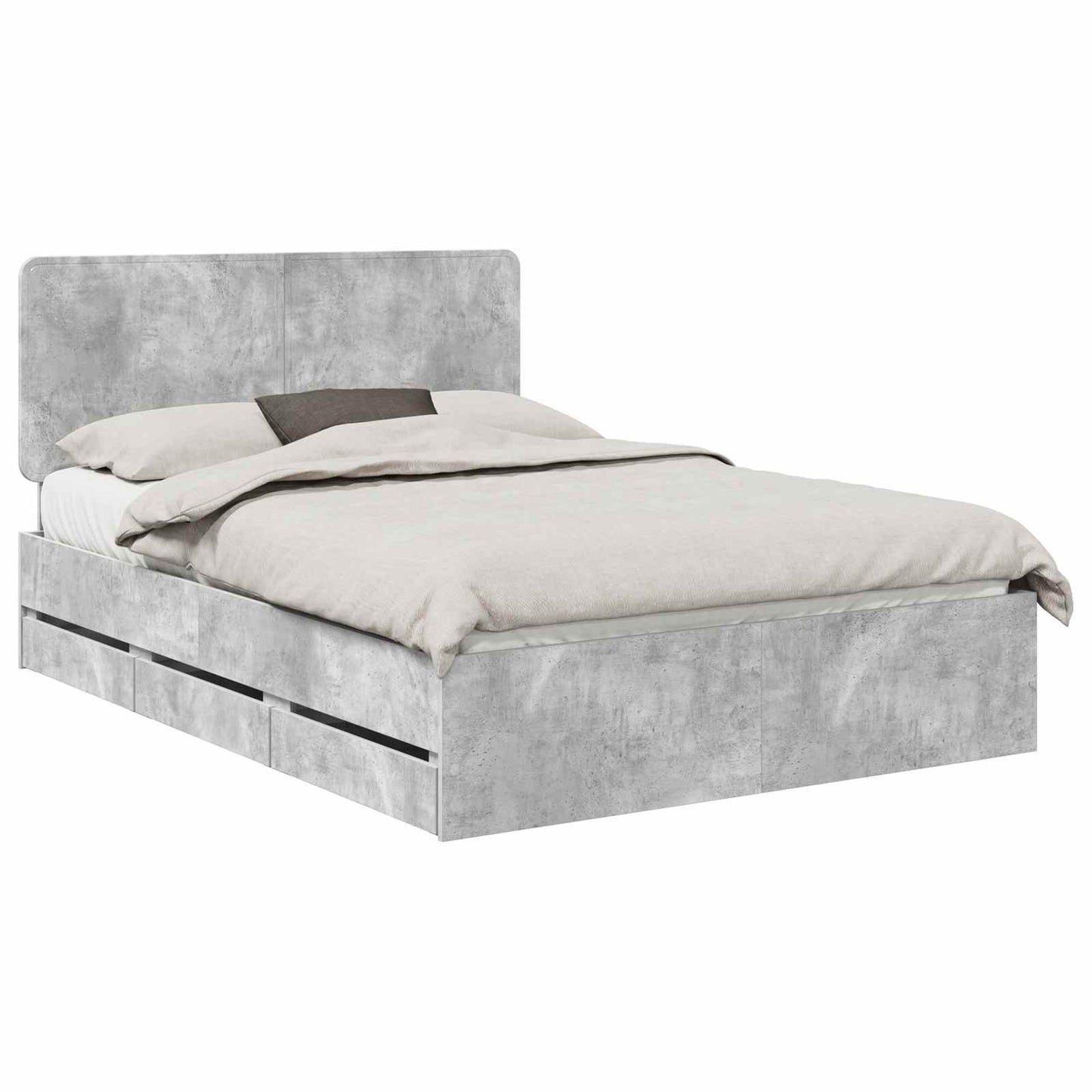 vidaXL Bed Frame with Drawer Concrete Grey 160 x 200 cm Engineer Wood