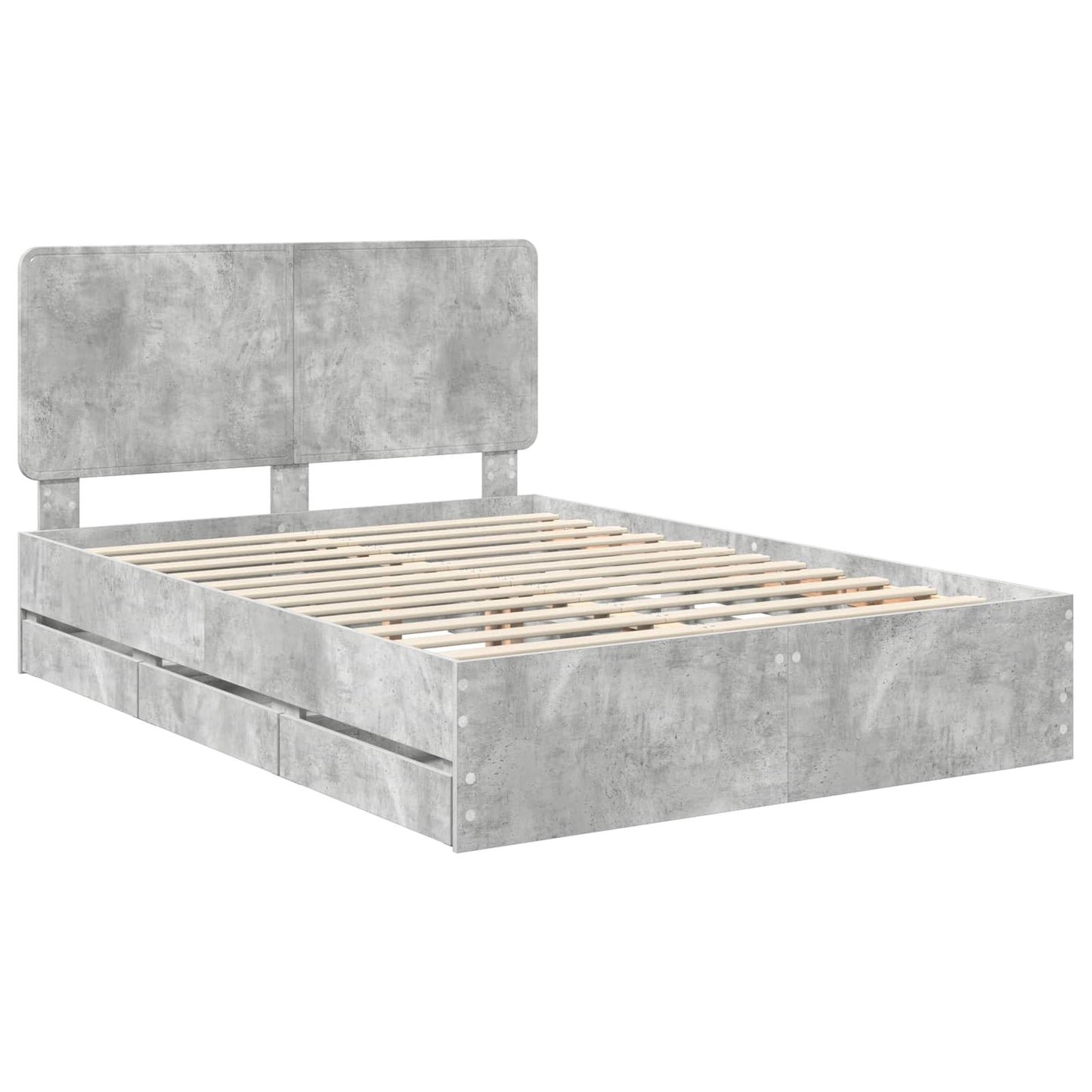 vidaXL Bed Frame with Drawer Concrete Grey 160 x 200 cm Engineer Wood