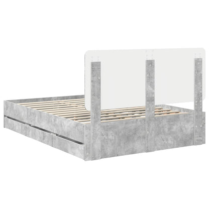 vidaXL Bed Frame with Drawer Concrete Grey 160 x 200 cm Engineer Wood