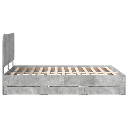 vidaXL Bed Frame with Drawer Concrete Grey 160 x 200 cm Engineer Wood