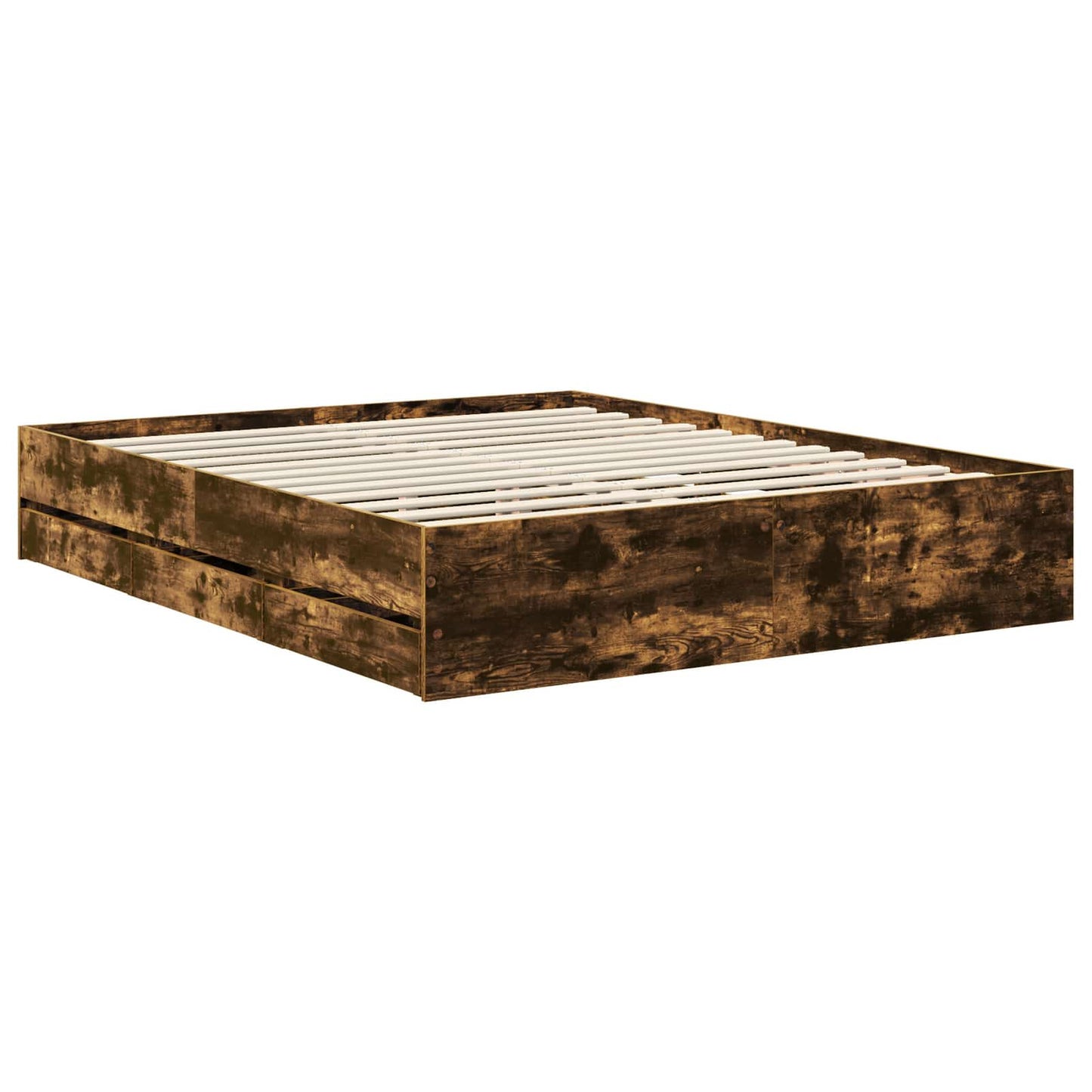 vidaXL Bed Frame with Drawer Smoked Oak 160 x 200 cm Engineer Wood