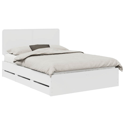 vidaXL Bed Frame with Drawer White 150 x 200 cm Engineer Wood
