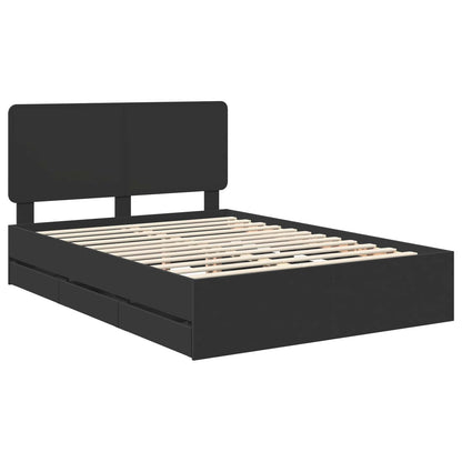 vidaXL Bed Frame with Drawer Black 150 x 200 cm Engineer Wood