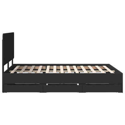 vidaXL Bed Frame with Drawer Black 150 x 200 cm Engineer Wood