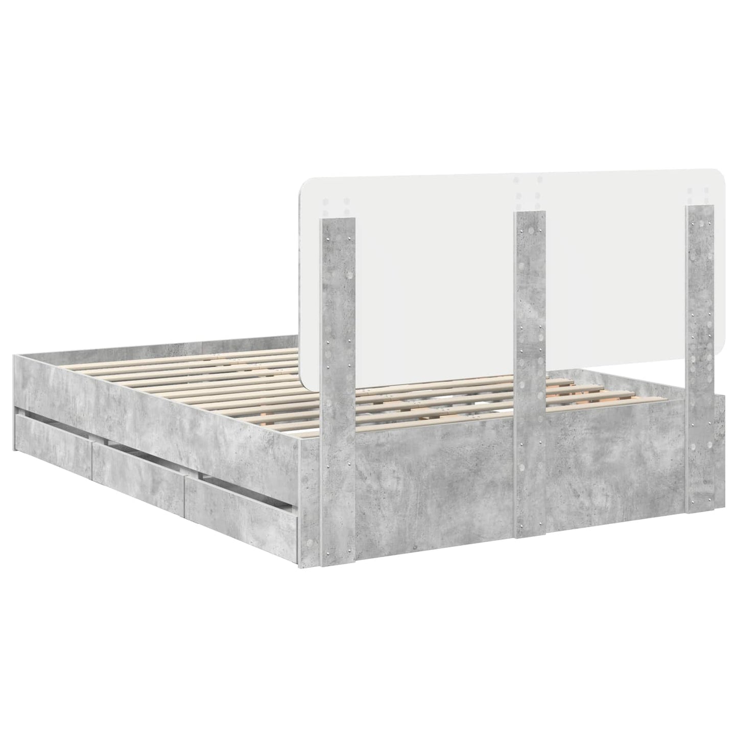 vidaXL Bed Frame with Drawer Concrete Grey 150 x 200 cm Engineer Wood