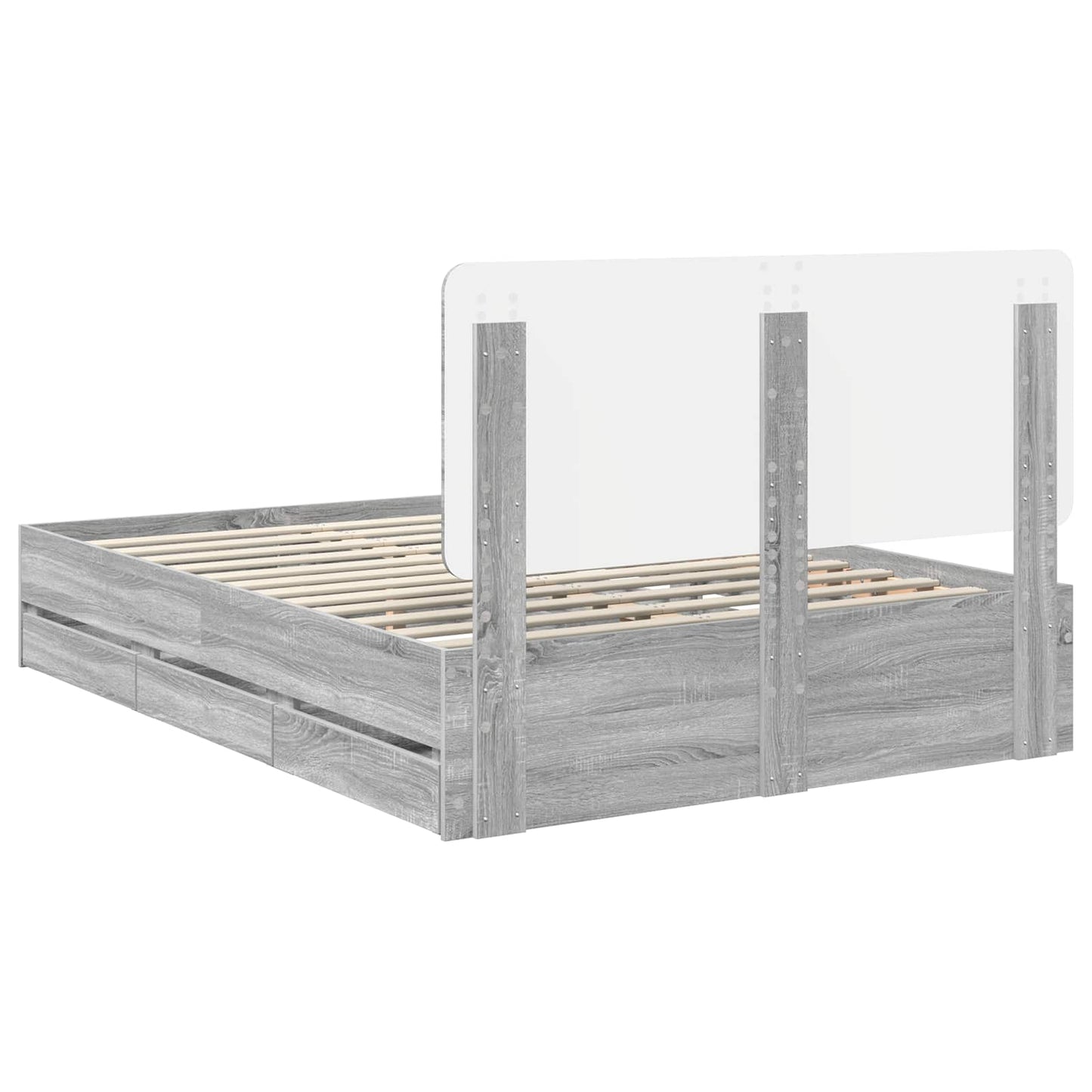 vidaXL Bed Frame with Drawer Grey Sonoma 150 x 200 cm Engineer Wood