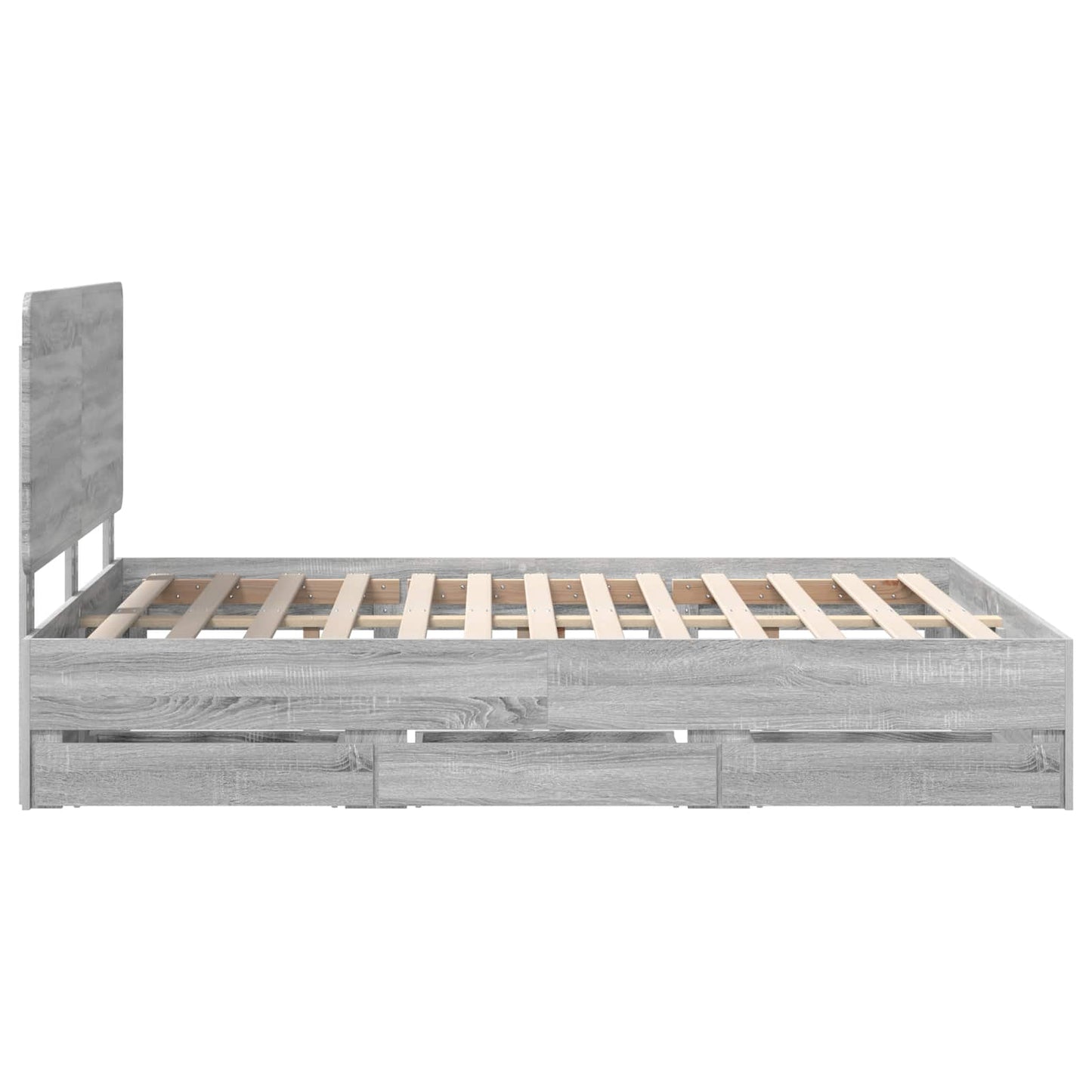 vidaXL Bed Frame with Drawer Grey Sonoma 150 x 200 cm Engineer Wood