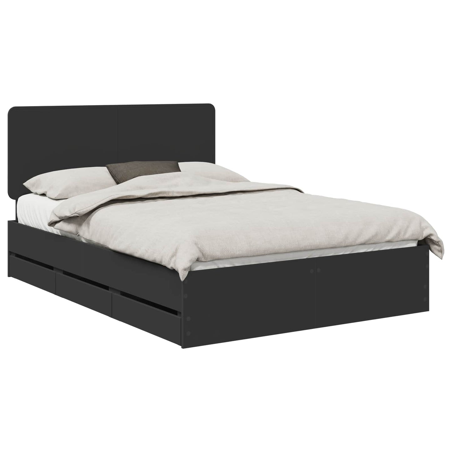 vidaXL Bed Frame with Drawer Black 140 x 200 cm Engineer Wood