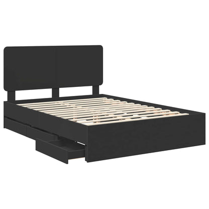 vidaXL Bed Frame with Drawer Black 140 x 200 cm Engineer Wood