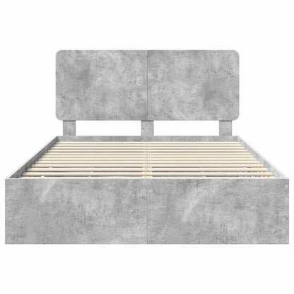 vidaXL Bed Frame with Drawer Concrete Grey 140 x 200 cm Engineer Wood