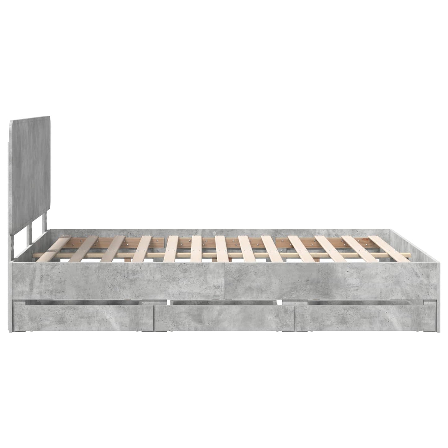 vidaXL Bed Frame with Drawer Concrete Grey 140 x 200 cm Engineer Wood