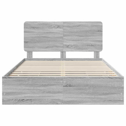 vidaXL Bed Frame with Drawer Grey Sonoma 140 x 200 cm Engineer Wood