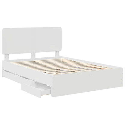 vidaXL Bed Frame with Drawer White 140 x 190 cm Engineer Wood