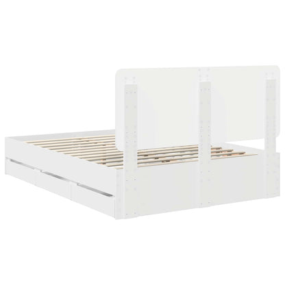 vidaXL Bed Frame with Drawer White 140 x 190 cm Engineer Wood
