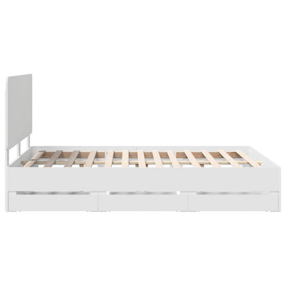 vidaXL Bed Frame with Drawer White 140 x 190 cm Engineer Wood