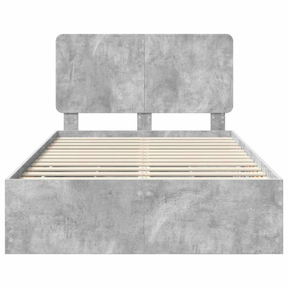 vidaXL Bed Frame with Drawer Concrete Grey 135 x 190 cm Engineer Wood