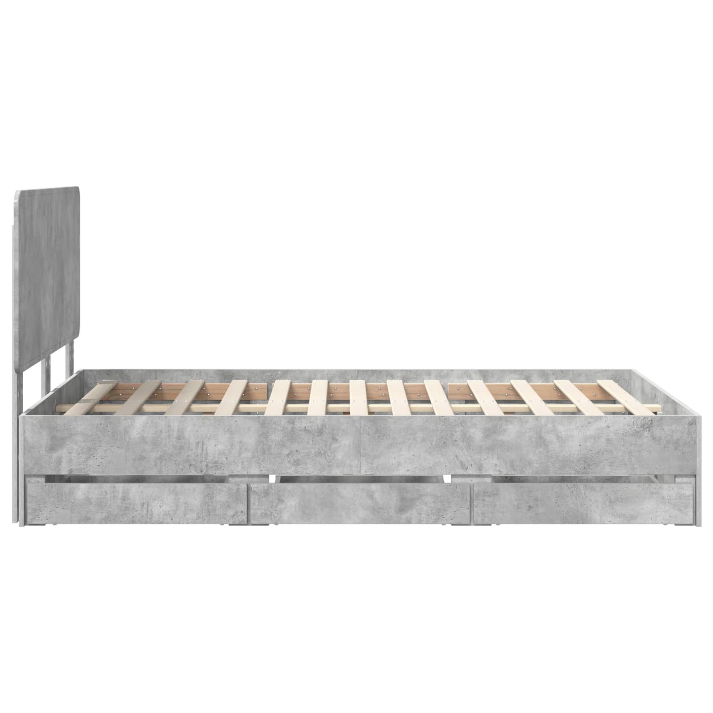 vidaXL Bed Frame with Drawer Concrete Grey 135 x 190 cm Engineer Wood