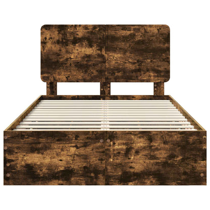 vidaXL Bed Frame with Drawer Smoked Oak 135 x 190 cm Engineer Wood