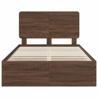 vidaXL Bed Frame with Drawer Brown Oak 135 x 190 cm Engineer Wood