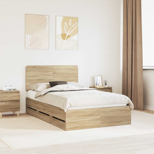 vidaXL Bed Frame with Drawer Sonoma Oak 120 x 200 cm Engineer Wood