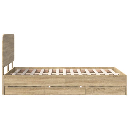 vidaXL Bed Frame with Drawer Sonoma Oak 120 x 200 cm Engineer Wood