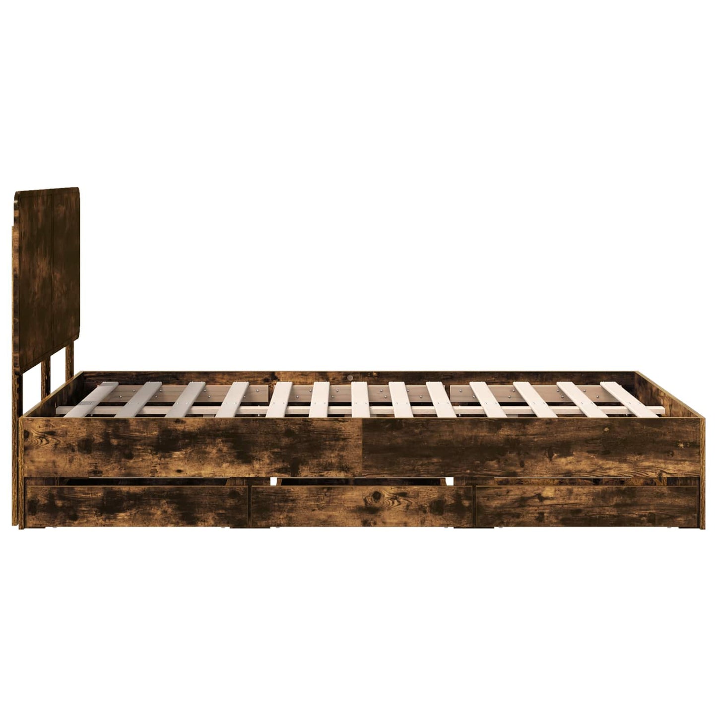 vidaXL Bed Frame with Drawer Smoked Oak 120 x 200 cm Engineer Wood