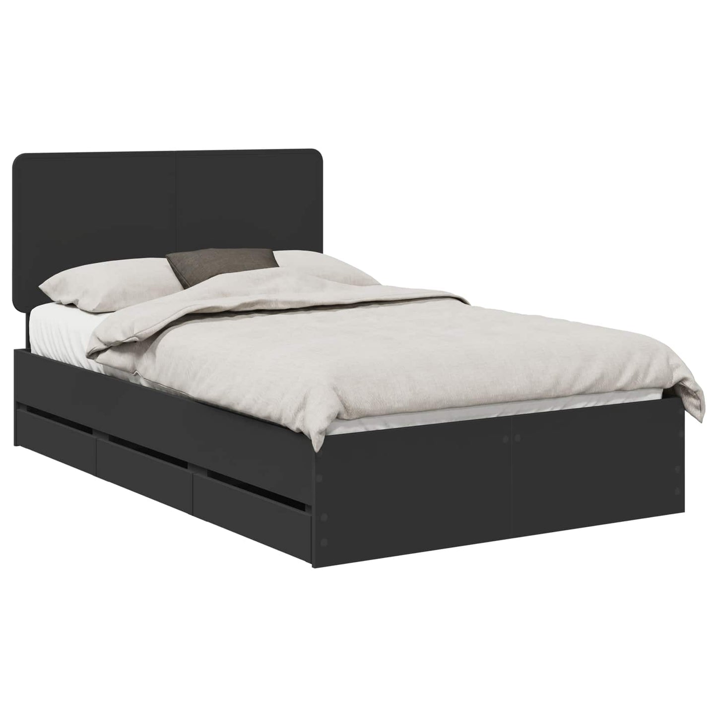 vidaXL Bed Frame with Drawer Black 120 x 190 cm Engineer Wood