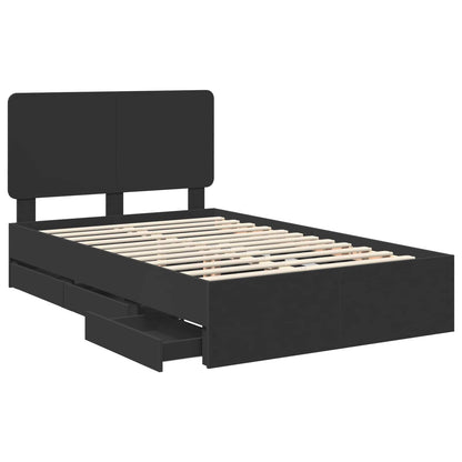 vidaXL Bed Frame with Drawer Black 120 x 190 cm Engineer Wood